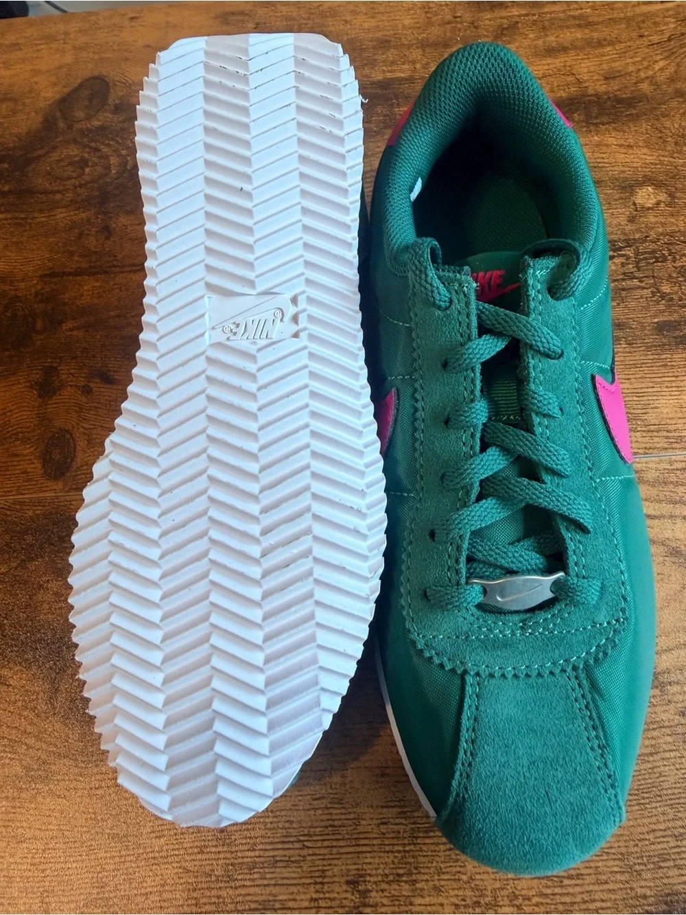 Nike Women's Teal and Pink Classic Cortez-Style Sneakers 4.5Y/6W